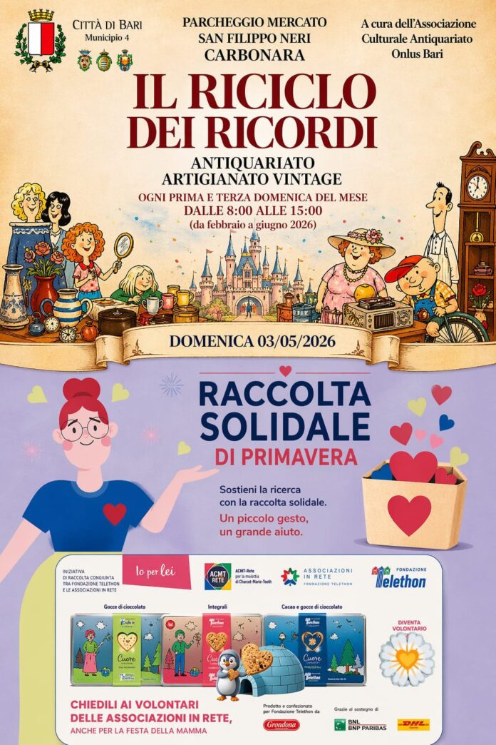 30-04-26 mercatino Carbonara con raccolta Telethon