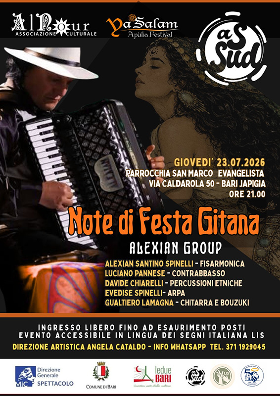 23-07-26-Le-Due-Bari-2026_stasera-gli-assessori-Romano-e-Cavone-al-concerto-“--Note-di-festa-gitana”_locandina