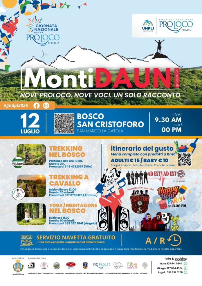 Monti Dauni evento 12 luglio